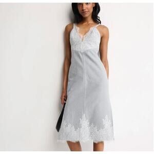 Phillip Lim Denim Slip Dress Size 10 Lace Jean Designer Western Romantic $550